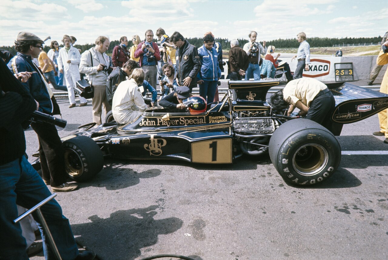 Fittipaldi's Lotus at the 1973 Swedish GP